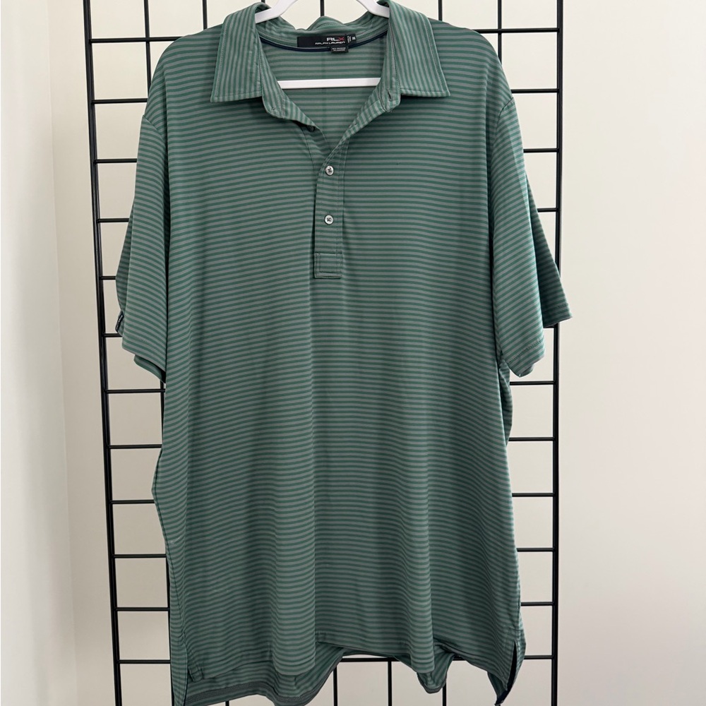 Men's Green Striped Polo Shirt